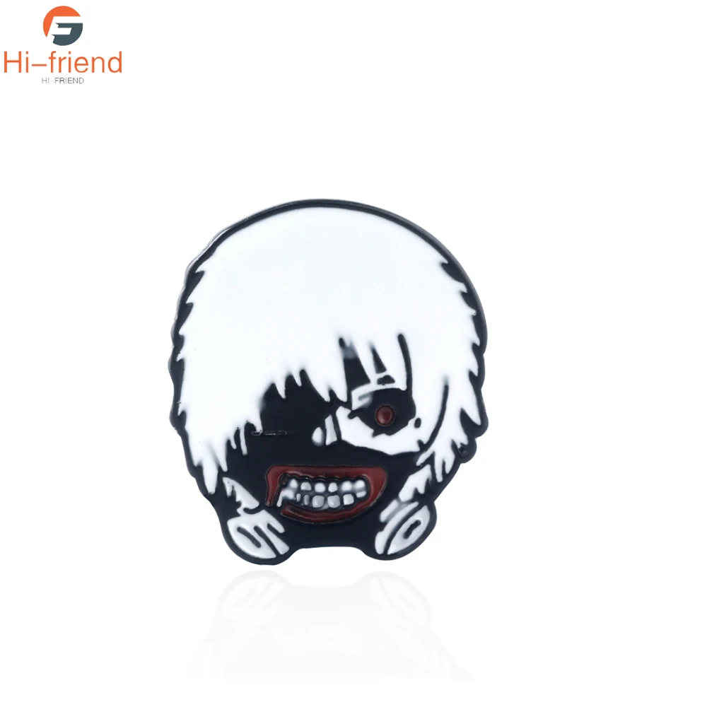 Токийский Гуль брошь en Kaneki маска глаз патч манга Эмаль Брошь платье рубашка булавки крутой Мальчик Мужчины ювелирные изделия