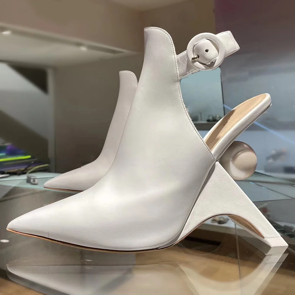 

Туфли-лодочки женские из натуральной кожи, заостренный носок, Большой жемчуг, туфли на высоком каблуке, туфли с ремешком на пятке, Роскошные,...