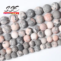 dull polish matte pink zebra jaspers beads round loose stone beads for jewelry making diy bracelet accessories 4 6 8 10 12mm 15