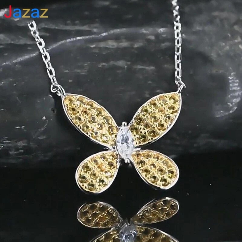 

Jazaz 100% 925 Sterling Silver High Carbon Diamond Butterfly Pendant Necklace Women Engagement Wedding Party Fine Jewelry B0221