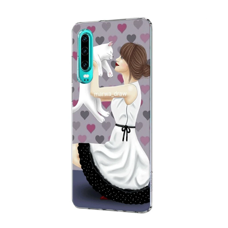 Case for Huawei Honor View 20 8 8X 8C 9 9X Pro Lite Note 10 Play 6A 7A 7C 7X Cover Black Brown Hair Baby Mom Girl Queen | Мобильные