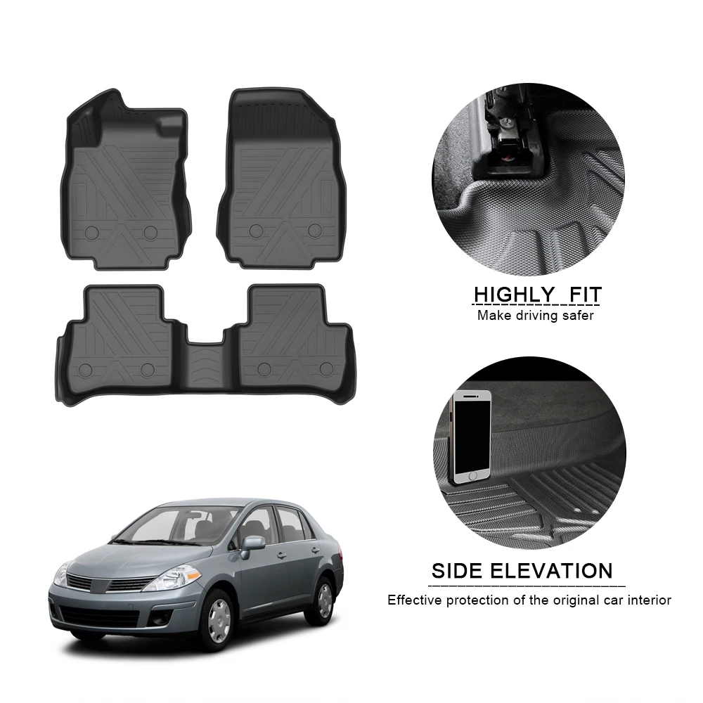 

Автомобильные коврики для Nissan Versa 2006-2010, Нескользящие коврики из ТПЭ, водонепроницаемые резиновые коврики, автомобильные аксессуары для инт...