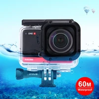 puluz 60m underwater depth diving case waterproof camera housing for insta360 one r 4k wide angle edition transparent