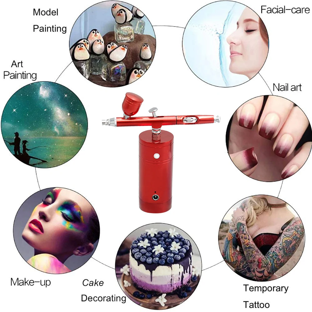 

KKmoon Rechargeable USB Airbrush Kit Airbrush Compressor Spray Pump Dual Action Airbrush Gun for FX Makeup Tattoo Painting