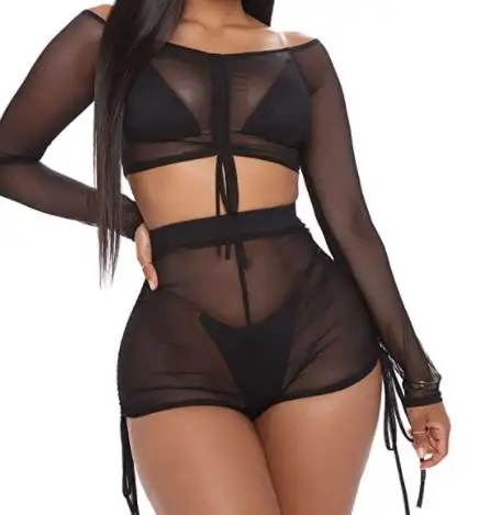 

Сексуальное прозрачное Сетчатое платье-накидка для купальников, женское прозрачное пляжное платье без рукавов с высоким разрезом