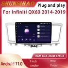 ShunSihao Android 11 GPS-навигация для Infiniti QX60 2014-2019 CarPlay Автомагнитола мультимедийный видеоплеер магнитофон 128G