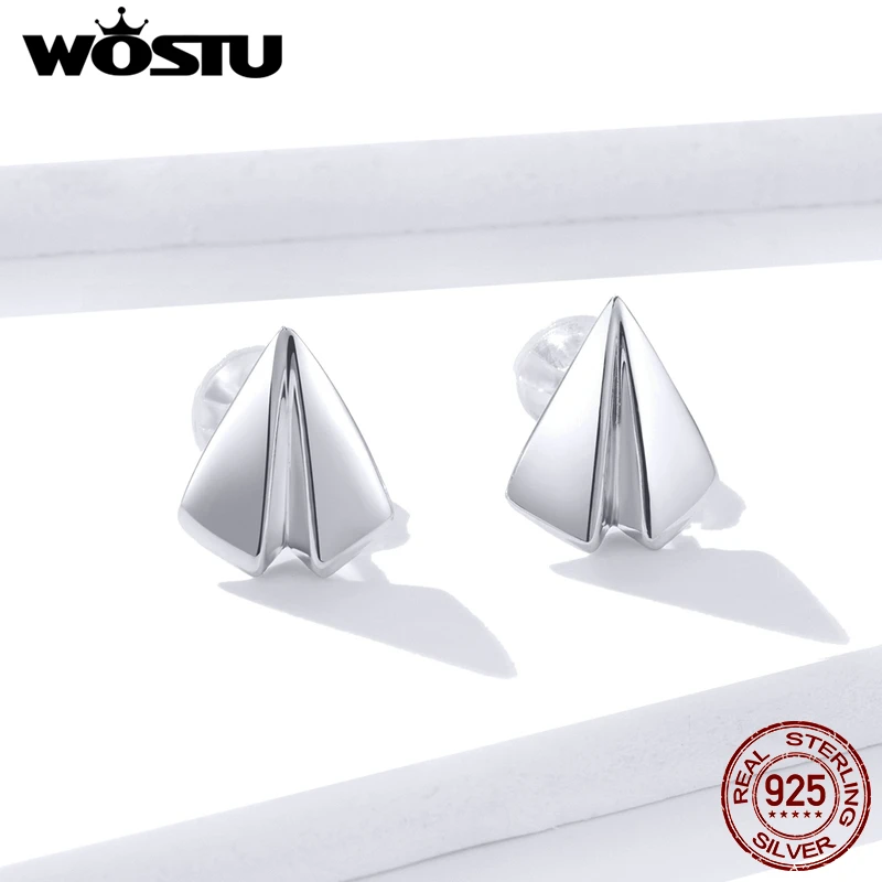 WOSTU Аутентичные серьги-гвоздики из стерлингового серебра 925 пробы с бумажным