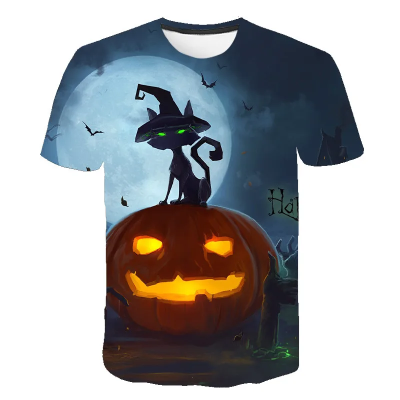 

2020 Happy Halloween Day 3D Short Sleeve Funny t shirt Pumpkin Face T-shirts Print Men/Women Summer T Shirts Tops Tee s-6xl