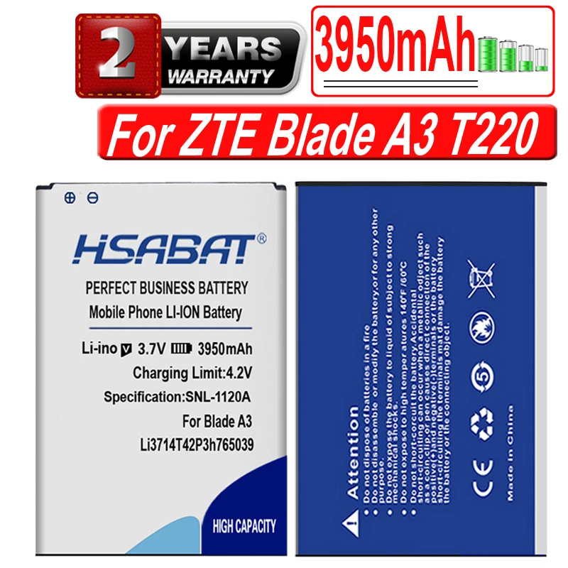 

Аккумулятор HSABAT Li3714T42P3h765039, 100% мА · ч, для ZTE Blade A3, T220, AF3, T221, A5, AF5