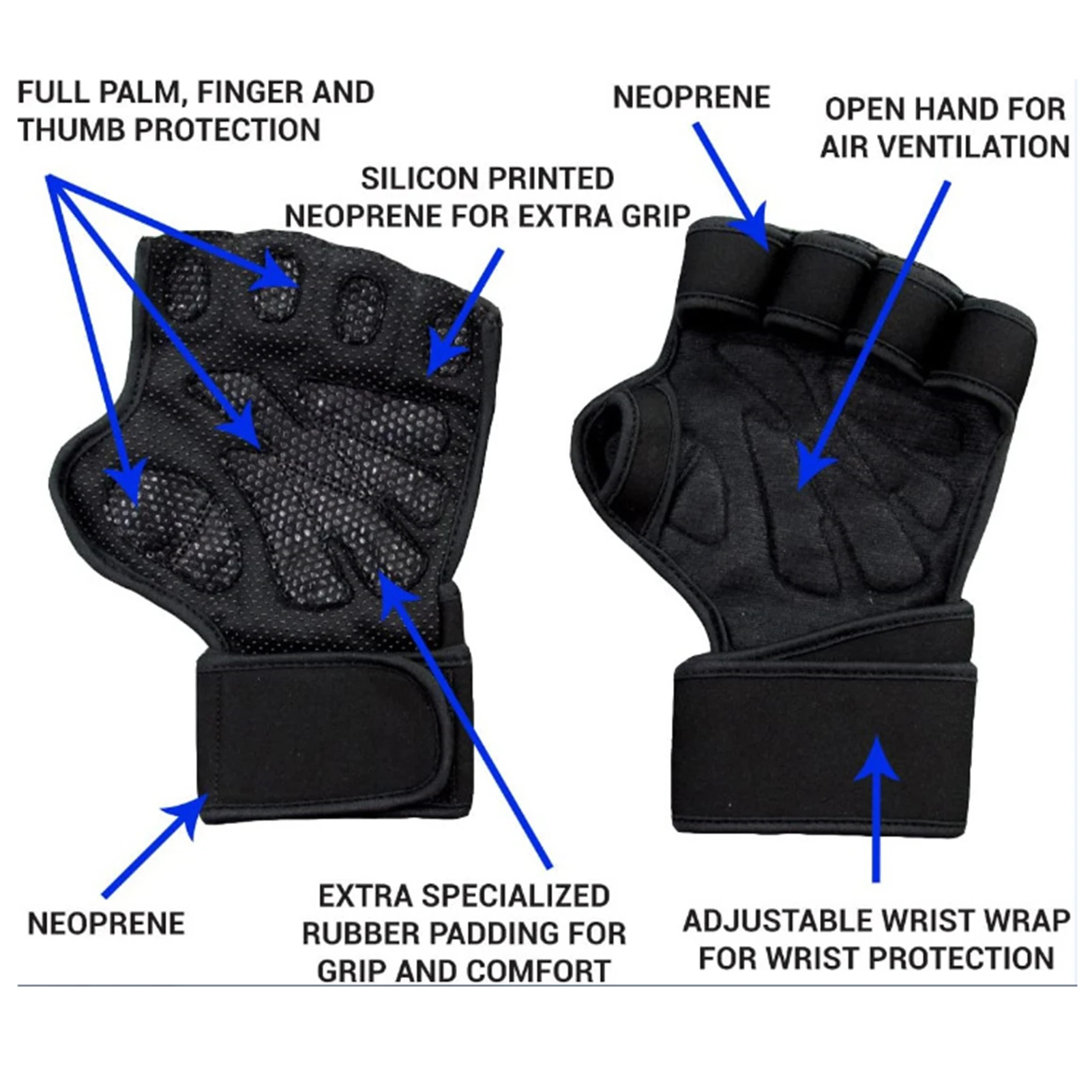 Вес перчатки с запястья поддержка и обязанность силиконовая рукоятка черный