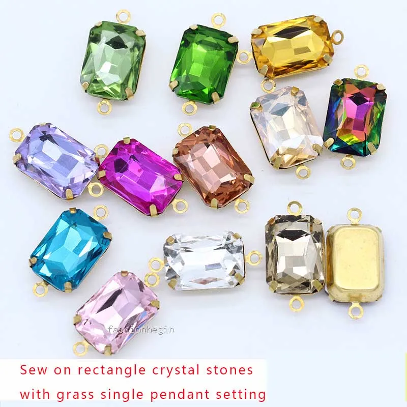 Швейные прямоугольный восьмиугольный стразы стекло кристалл камень Золотая