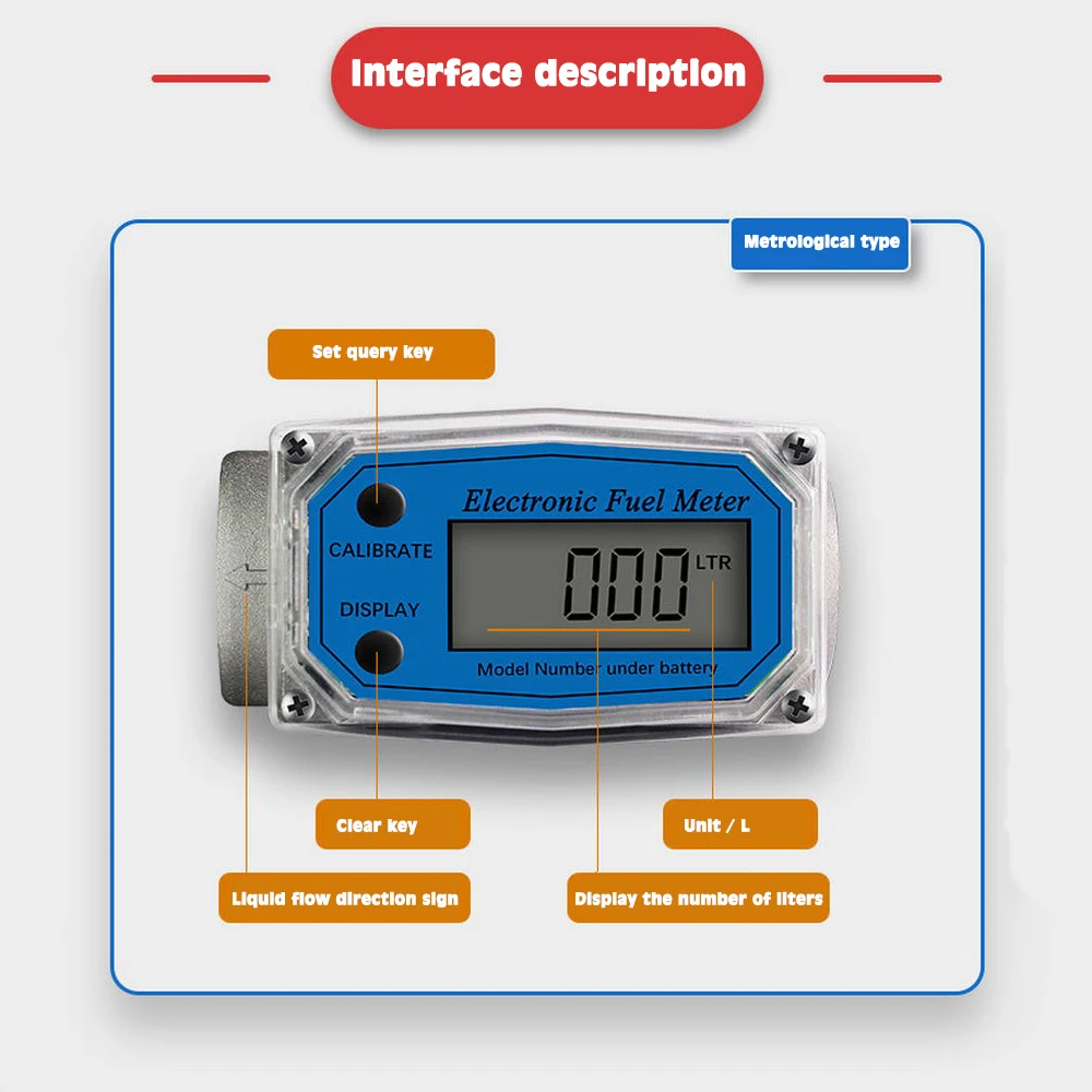 

High-Precision Electronic Turbine Flow Count Liquid Water Measurement Display Liquid Crystal Diesel Gasoline Methanol Flow Meter