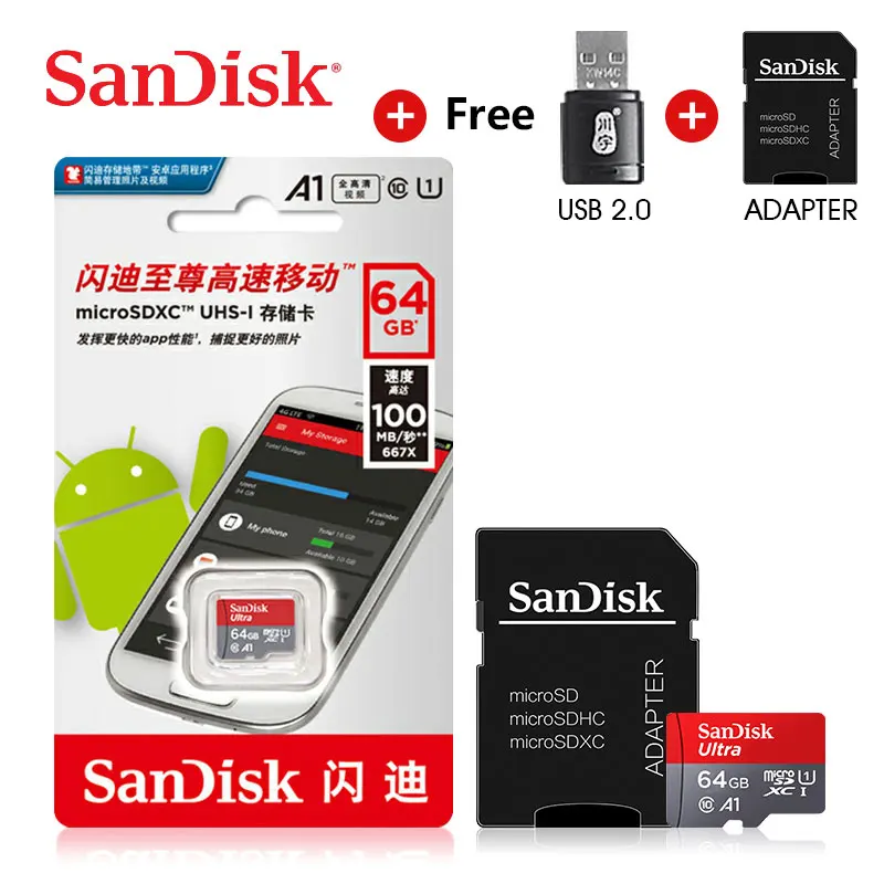 Новинка 128 Гб MicroSD 64 Гб карта памяти карта micro sd 64 Гб класс 10 TF Память micro sd с адаптером и ридером