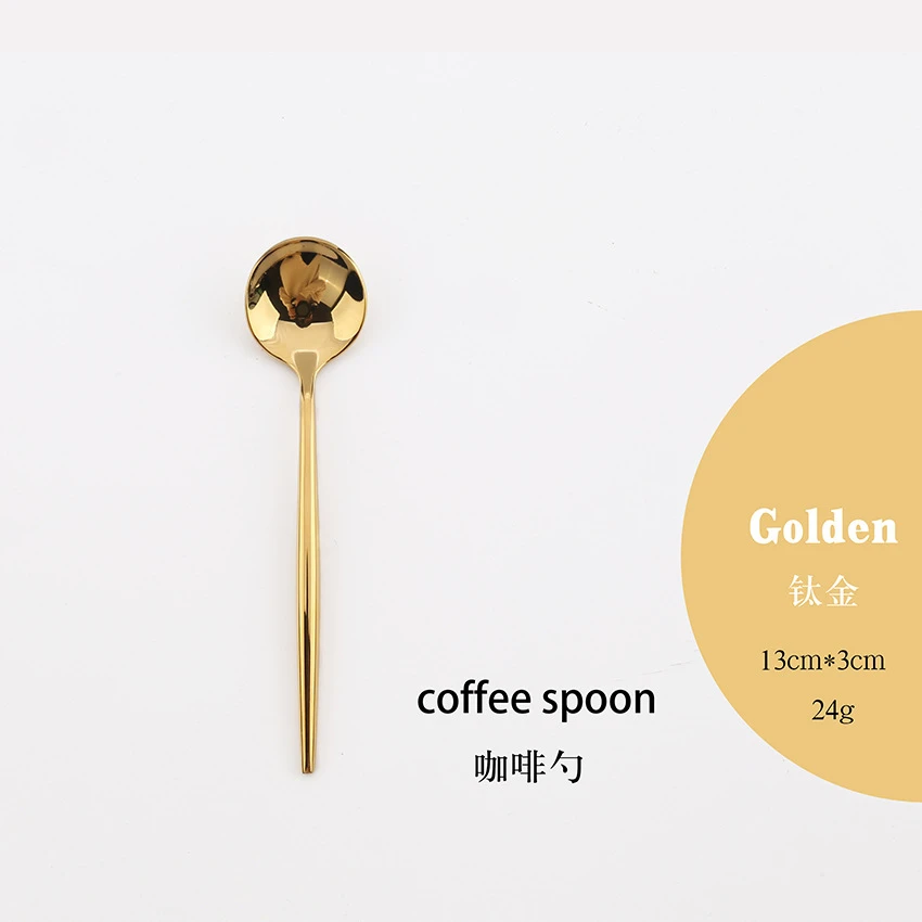 High Quality Gold Cutlery Set Stainless Steel Portable Dinnerware Set Mirror Polishing Food Steak Fork Spoon Knife Chopstick 1pc - Цвет: 8