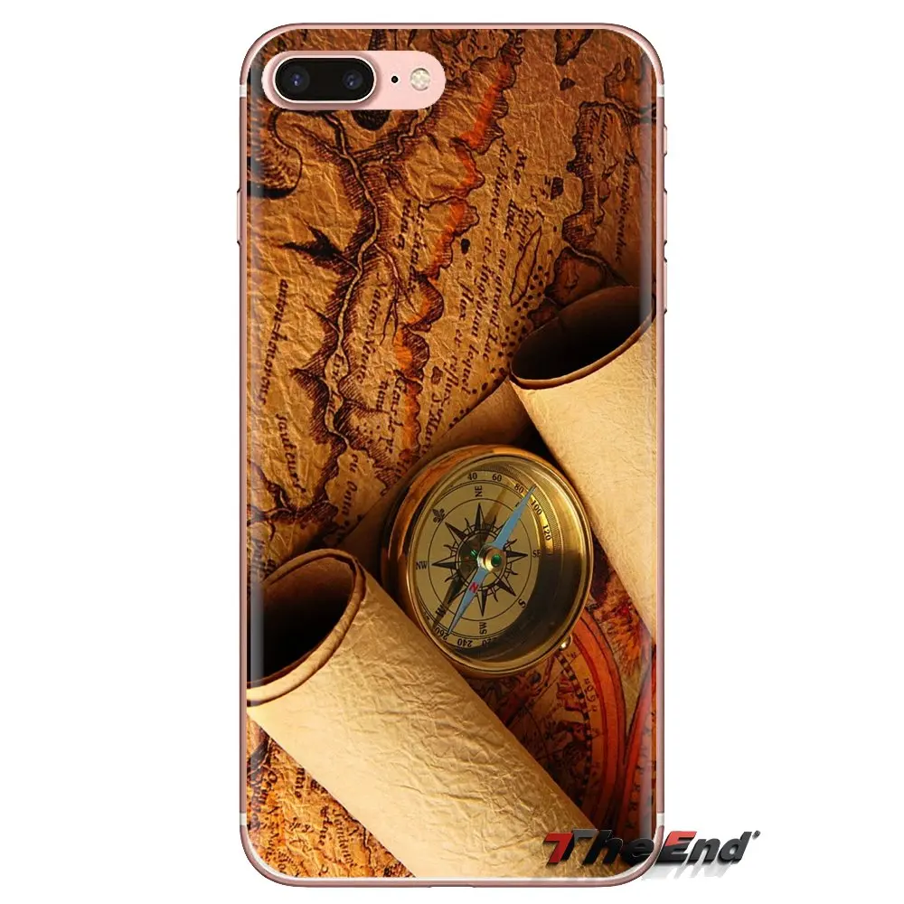 For HTC One U11 U12 X9 M7 M8 A9 M9 M10 E9 Plus Desire 630 530 626 628 816 820 830 Nautical Compass And Map Transparent Soft Case |