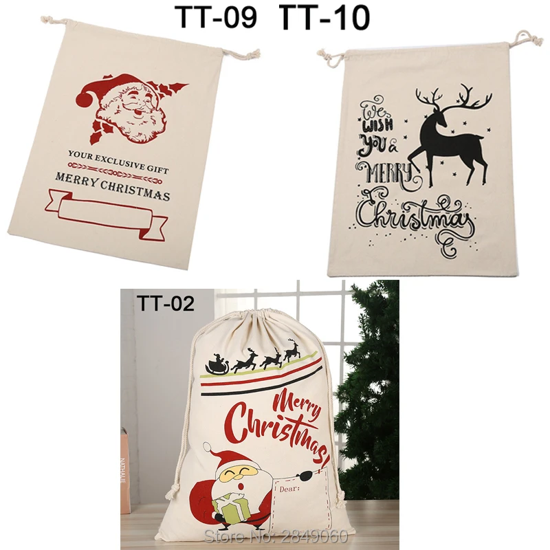 Customized Santa Sacks Christmas Bag 10pcs/lot Kids Drawstring Canvas Large Claus Personalized Party Gift | Дом и сад