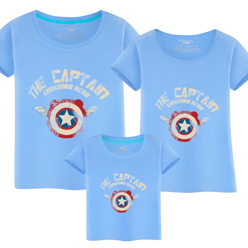 Летнее платье футболки из 2019 хлопка Одинаковая одежда для всей семьи футболка с