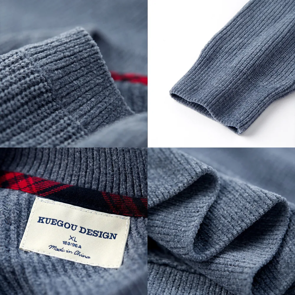 KUEGOU 2019 Осенний полосатый свитер черного и синего цвета Мужской пуловер