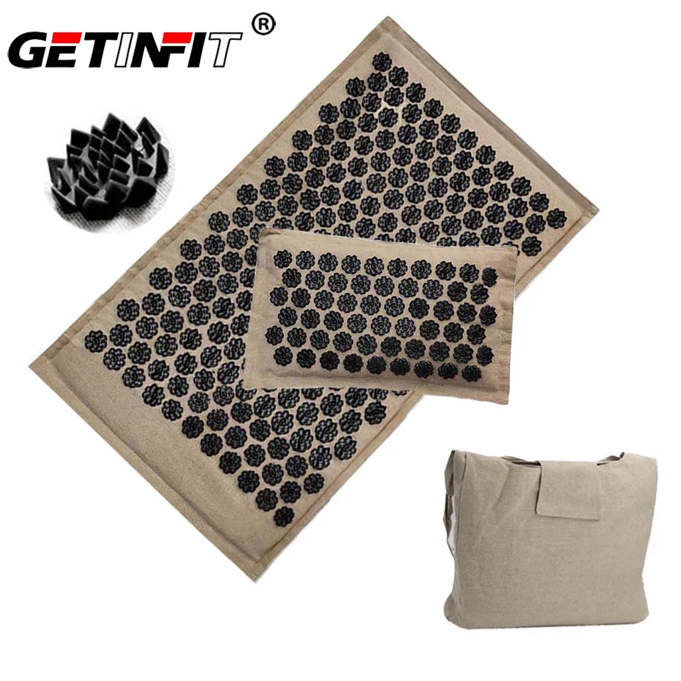 

Getinfit Acupuncture Mat Massage Pillow Cushion with Bag Acupressure Mat Yoga Massage Pad Back Relieve Stress Pain Body