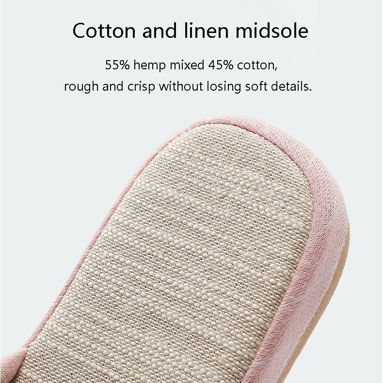 Домашние хлопковые льняные тапочки Новые Нескользящие с открытым носком удобная