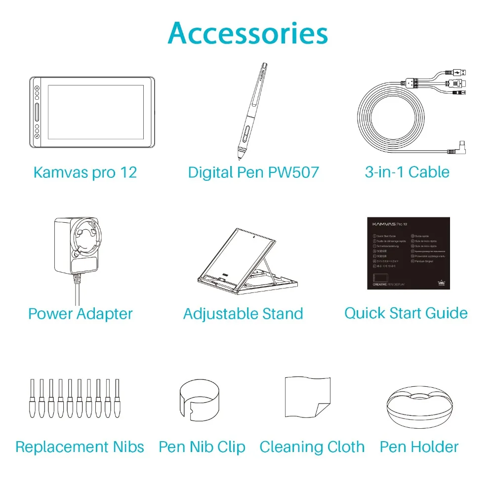 

GT-116 Digital Tablet Battery-Free Pen Display Drawing Tablet Monitor with Tilt Function AG Glass Touch Bar