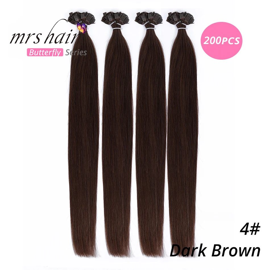 MRSHAIR предварительно скрепленные плоские волосы для наращивания 1" 18" Искусственные волосы одинаковой направленности прямые капсулы жидкий кератин волосы - Цвет: KFT04-200