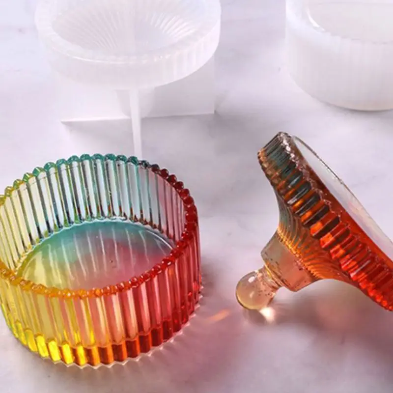 

4 Pcs Crystal Epoxy Resin Mold Jewelry Storage Box Crafts Casting Silicone Mould