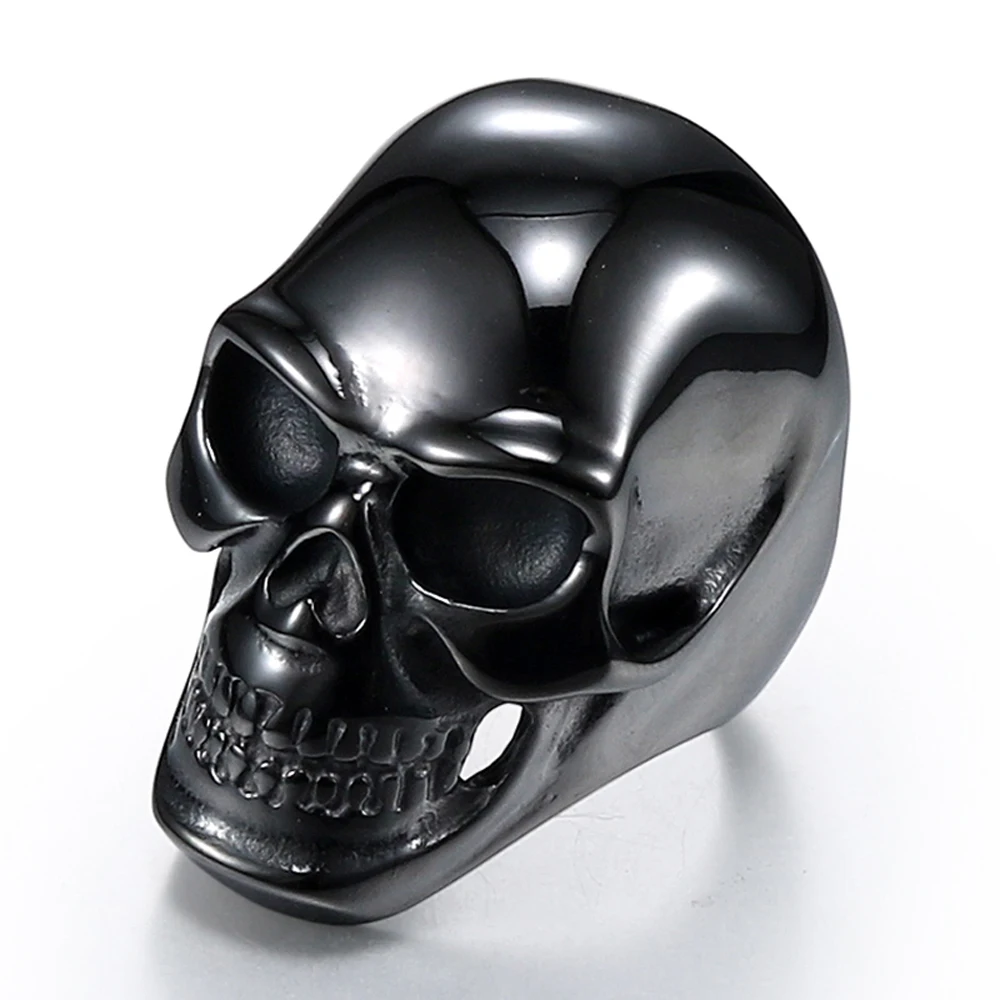 Мужское кольцо из нержавеющей стали с черным черепом подарок мужское ювелирное