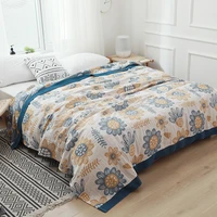 comfortable soft cotton blanket flower printing quilt sheet bedspread for beds summer winter breathable air conditioning blanket