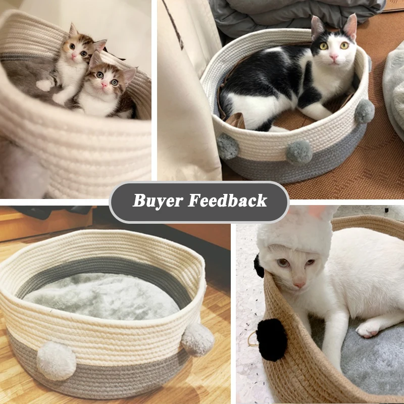 

Pets Bingo Cat Bed Hand Knitting 40*16cm Pets House Anti Anxiet Calming Cat Bed Cushion Breathable Cats Nest for Cat Small Dog