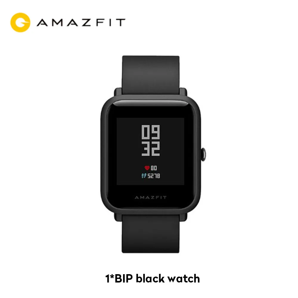 black watch has gps Глобальная версия Amazfit Bip huami Смарт-часы gps 45 дней в режиме ожидания пульсометр Spainish русские умные часы для Android IOS - Цвет: black watch has gps