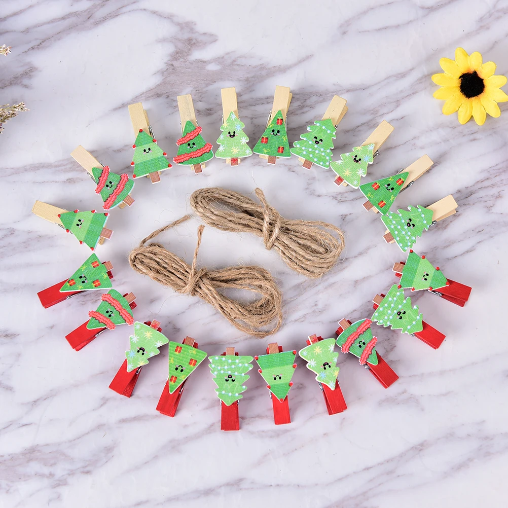 

Christmas Tree Wood Clips for Christmas Party wedding decorative crafts house ornaments (No Rope) 10pcs 35x20mm