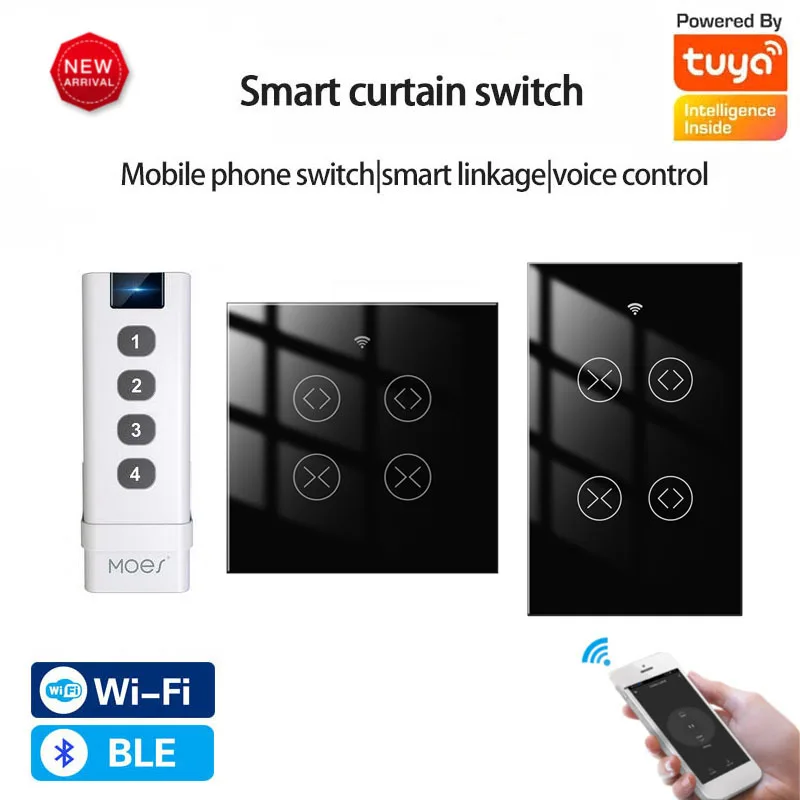 

WiFi Bluetooth RF433 Smart Curtain Switch Curtain Blind Roller Shutter Tuya Smart Life APP Control EU US For Google Home Alexa