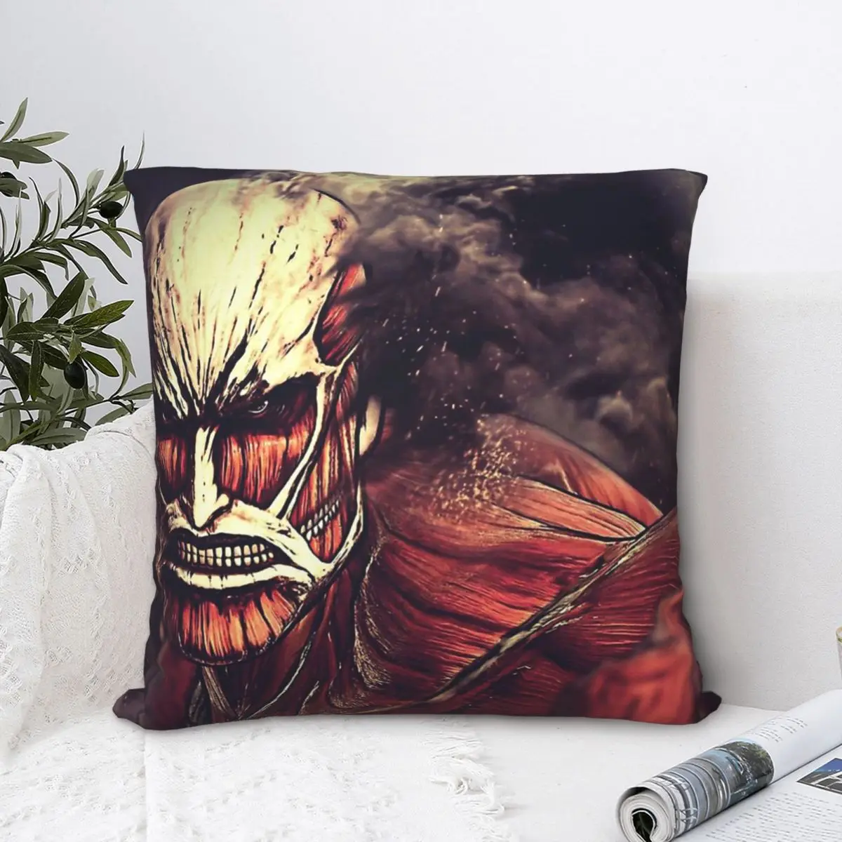 

Anime Throw Pillow Case Attack on Titan Backpack Coussin Covers DIY Printed Cool For Sofa Decor