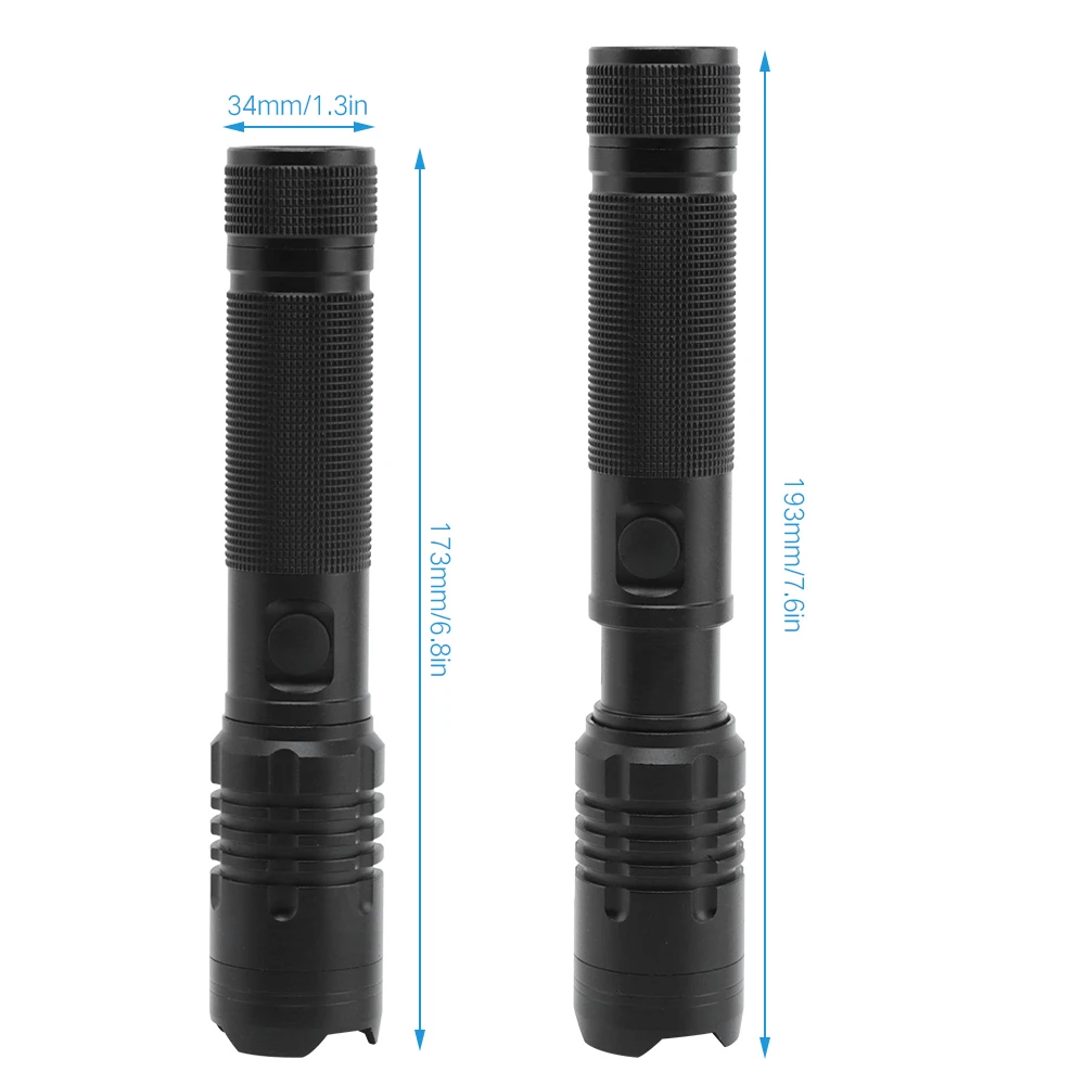 

BORUiT XPE LED Flashlight 1000LM 2-Mode Zoom Waterproof Torch USB Rechargeable 18650 Power Bank Lantern Camping Hiking Light