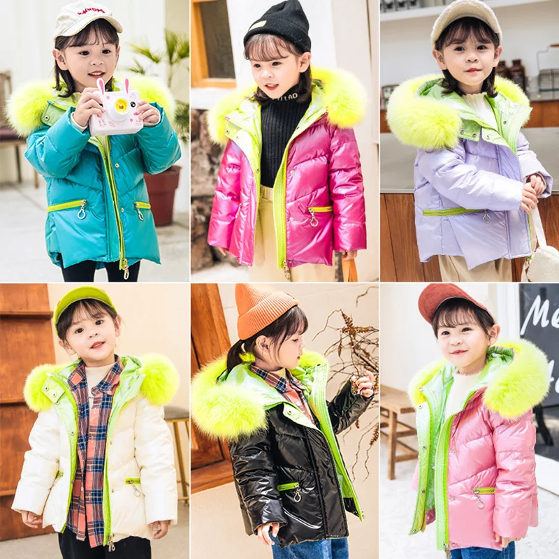 

Girls Winter Snowsuit Children's Down Jacket for Girls warm Kids Baby Coat Clothes Hooded thicken cute Baby girl Outerwear 2-8 Y