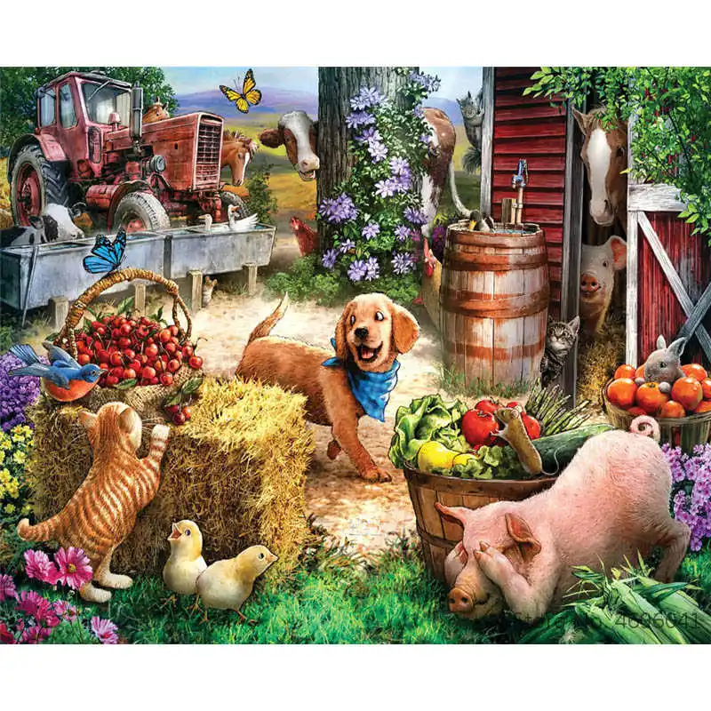 Раскрашивание по номерам рамки домашний декор картины Животное украшение