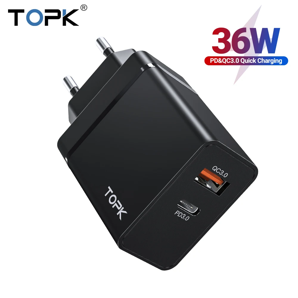 TOPK PD Quick Charge 3 0 USB C мобильный телефон зарядное устройство Быстрая зарядка