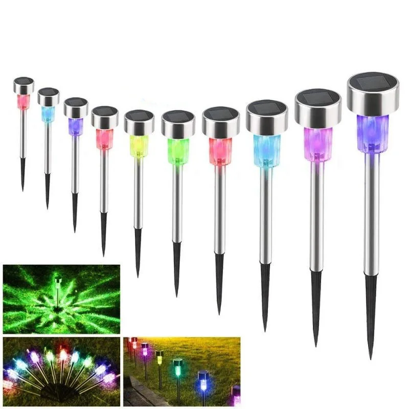 

24Pcs Solar Lawn Lights Stainless Steel Outdoor Solar Pathway Lights Yard Decoration Light
