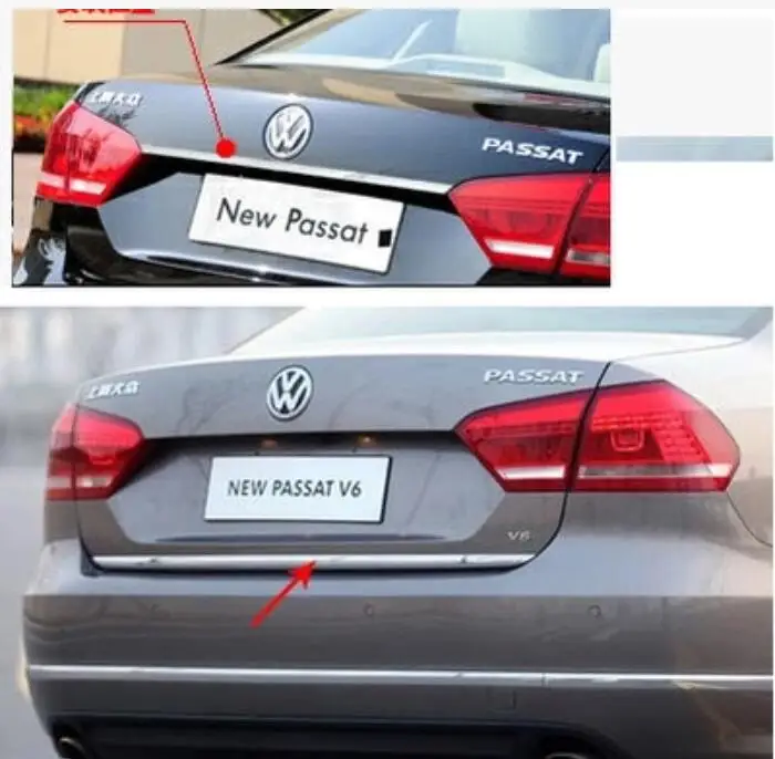 

Car stainless steel Rear door tailgate frame Bottom trunk plate trim hoods For Vw Volkswagen Passat 2011-2015