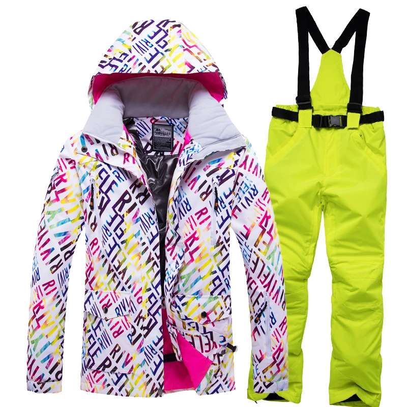Color 8 Женский лыжный костюм Одежда для сноуборда брюки Лыжная куртка с капюшоном Брюки ветрозащитная водонепроницаемая верхняя спортивная одежда Женский комплект - Цвет: Color 8