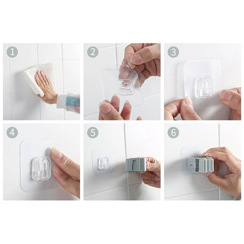 

A Hanger Clip Seamless Hook Mop Broom Holder Suction Cup Wall Mounted Accessories Mop Holder Mop Organizer Garden Storage Rack