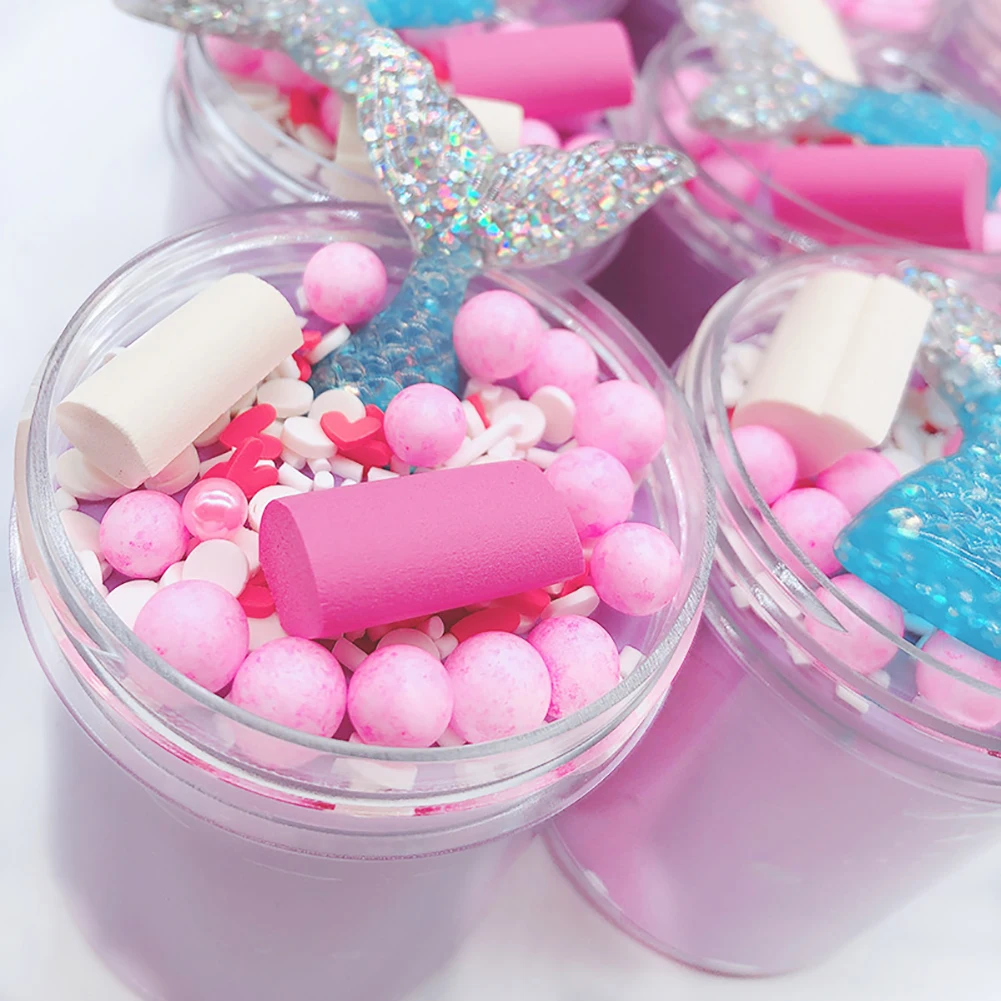 Слайм с кристаллами 120 мл мягкая глина русалка для снятия стресса игрушка