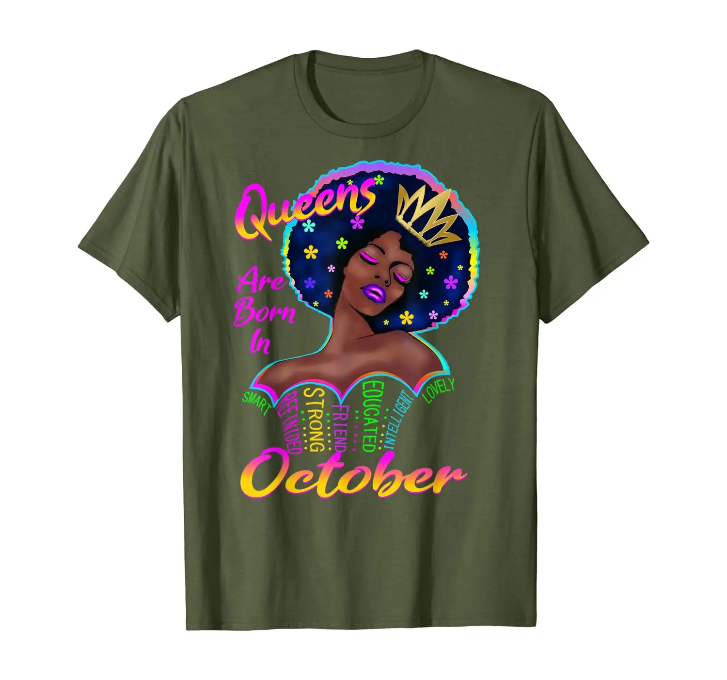 

Queens are Born in October Birthday Shirt Black Women's Gift T-Shirt