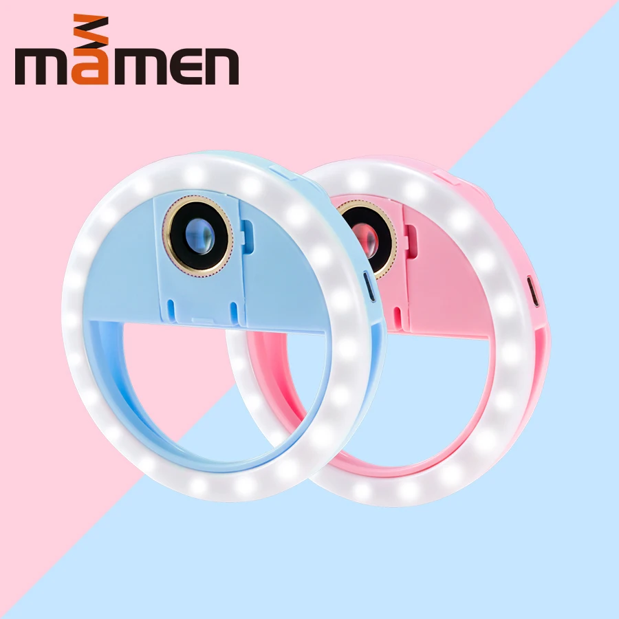 Кольцевой мини светильник MAMEN для телефона светодиодный селфи iPhone Huawei Xiaomi