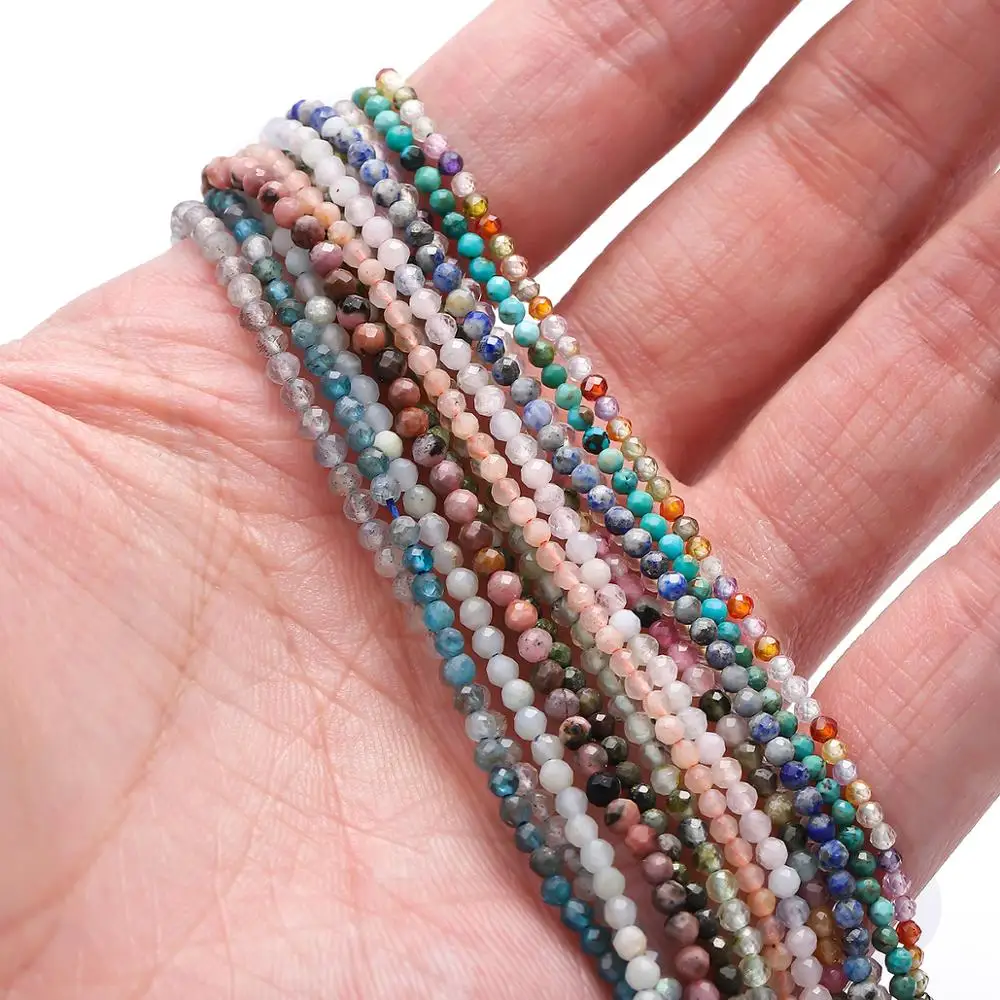 New 2/3/4mm Natural Faceted Stone Beads Rose Quartzs Amethysts Crystal for Jewelry Making Beadwork DIY Bracelet Wholesale | Украшения и