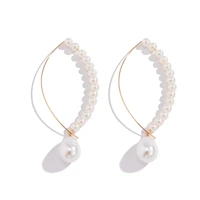 simple gold classic elegant simulated pearl statement earrings for women bridal trendy wedding party drop pearl earrings jewelry