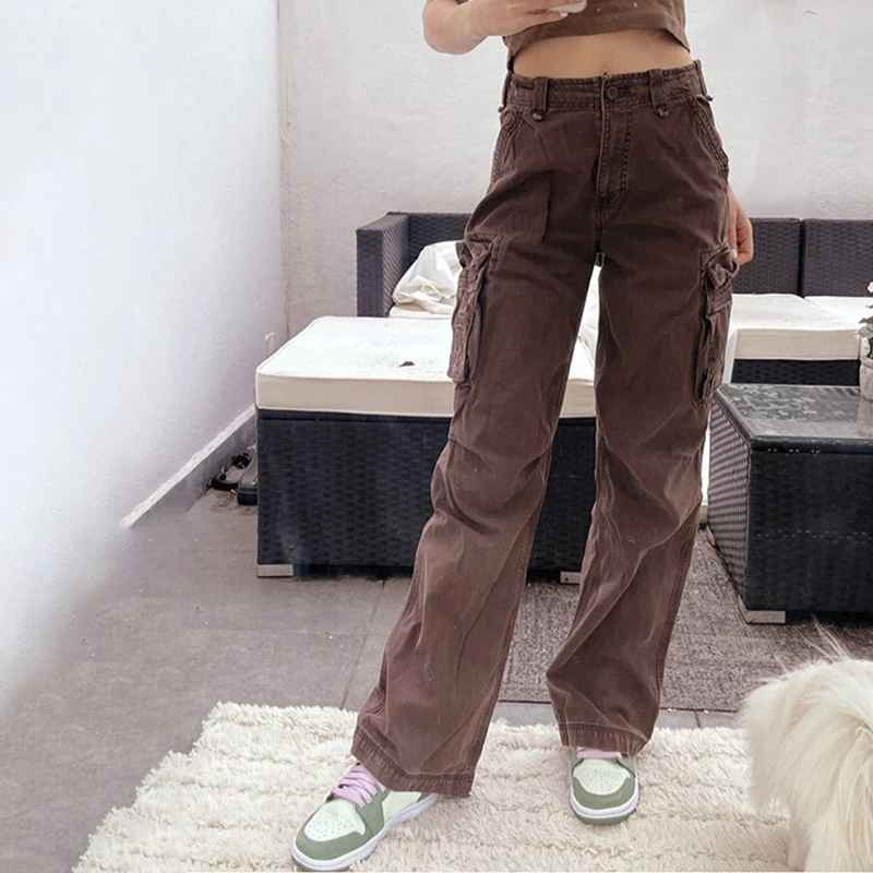 

Autumn Fashion Women's Jeans Y2K Streetwear High Waist Denim Straight Boyfriend Pants Cargo Baggy Mom Trousers Casual Pant