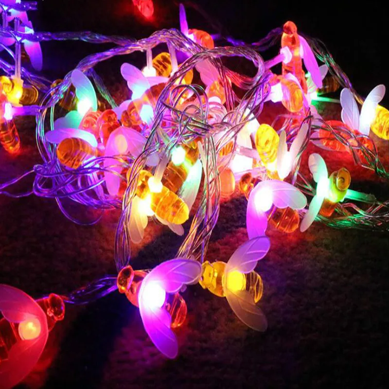 Цветная СВЕТОДИОДНАЯ Гирлянда в виде пчелы Рождественская гирлянда для свадьбы