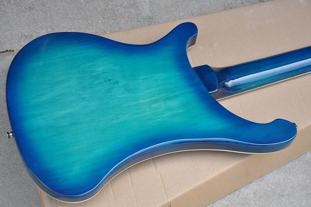 4-струнная прозрачная синяя электрическая бас-гитара со встроенной подсветкой